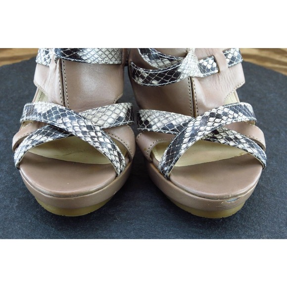 Calvin Klein Collection Size 7 M Brown Open Toe Platform Leather Women‎ Gene - Picture 2 of 8